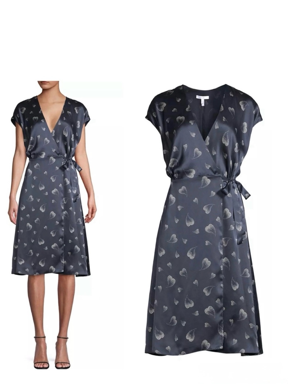 Joie Bethwyn Heart Print Silk Wrap Dress Size Small